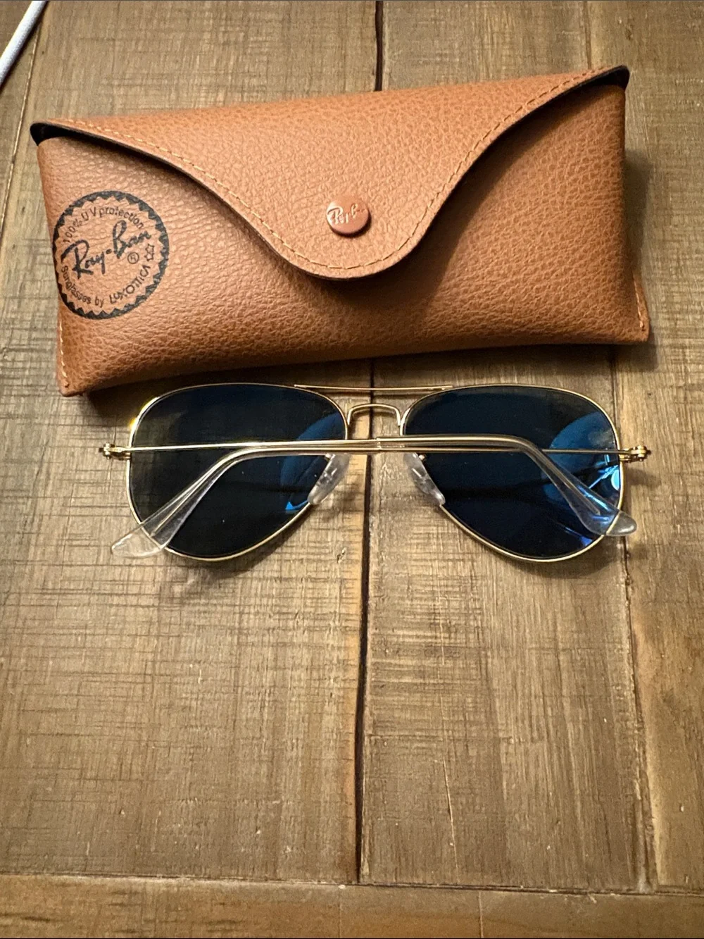 Ray-Ban Aviator Sunglasses in Gold Frame with Dark Green Lenses